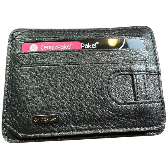 Minimalist Leather Slim Black Wallet With ID Window & Card Slots CengizPakel - Picture 1 of 7